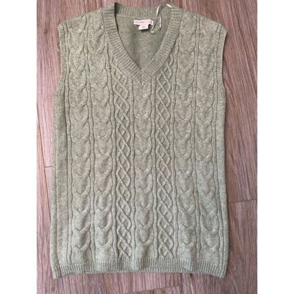 Sincerely Jules Women Small Cable‎ Stitch Olive Green Cable Knit Polyester Vest
